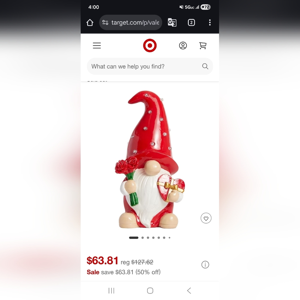 Red Gnome Figurine with Heart and Flower